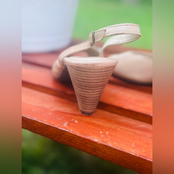 THE FLEXX Genuine Leather PeepToe Prato Vacchetta Slingback Kitten Heel SZ 10M - Picture 10 of 16